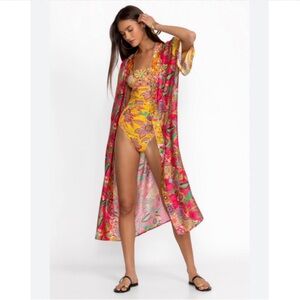 Johnny Was Flamingo and Sunshine Mix Long Kimono